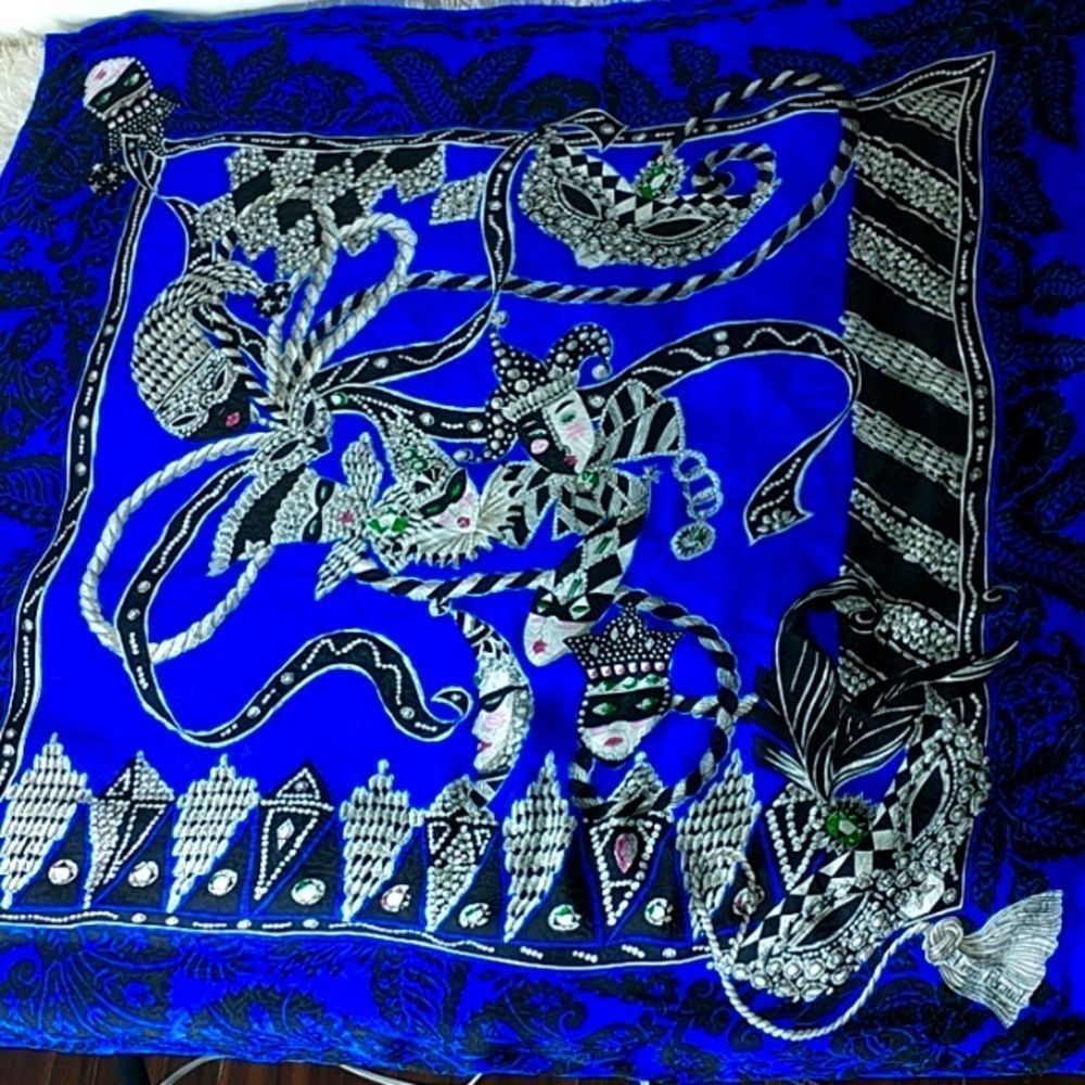 Mardi Gras print scarf by Louis Feraud